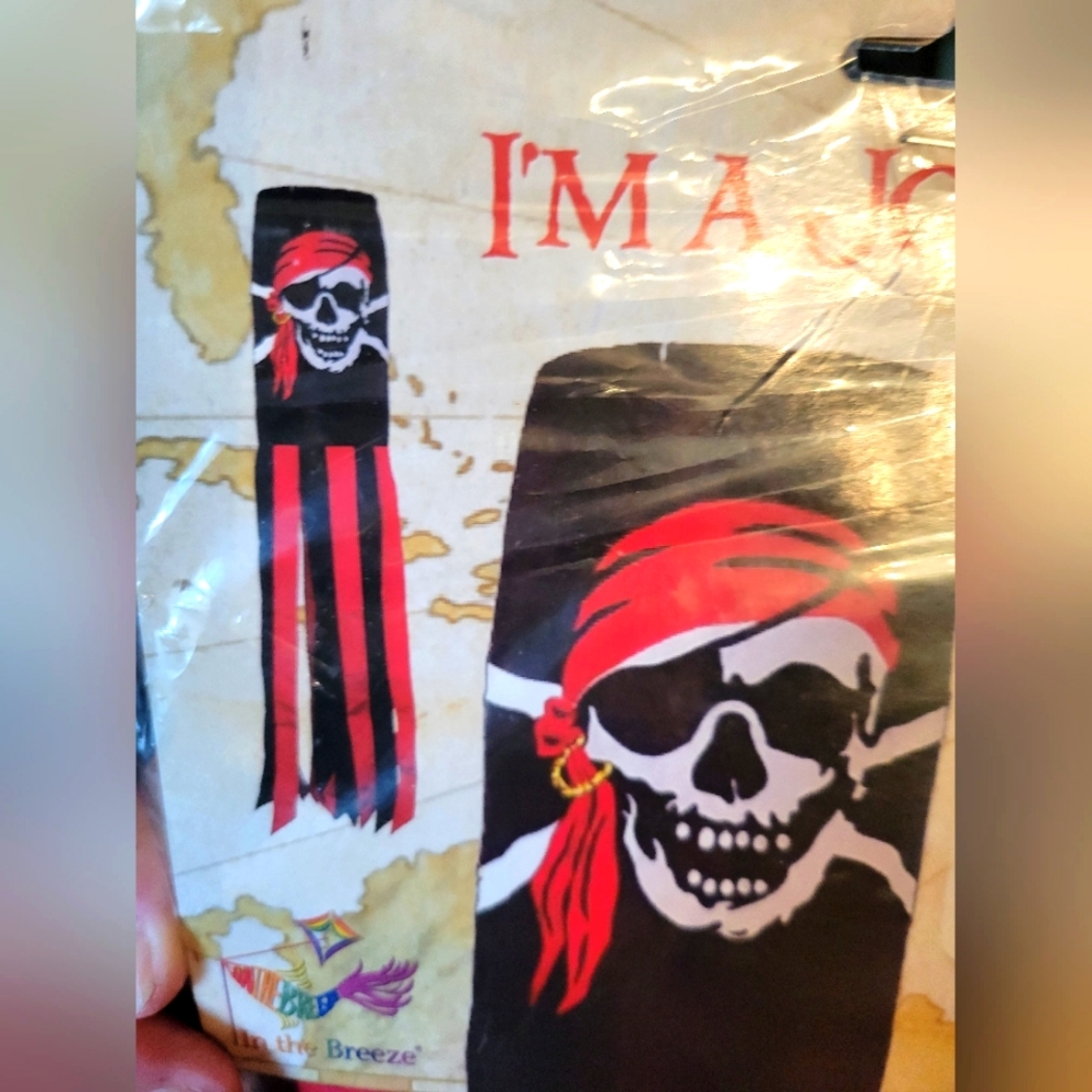 Im a jolly roger windsock featuring a pirate